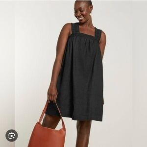 Everlane - Smocked Linen Criss Crossed Straps A Line Mini Dress - Size Small